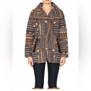 Clotheshead Tapestry Jacket Faux Leather Trim Small